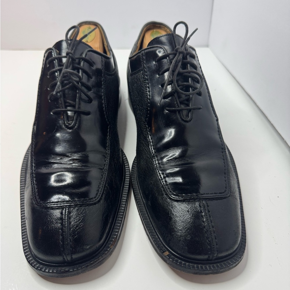 San Remo Black Leather Cap Toe Oxford Dress Shoes Size 10.5